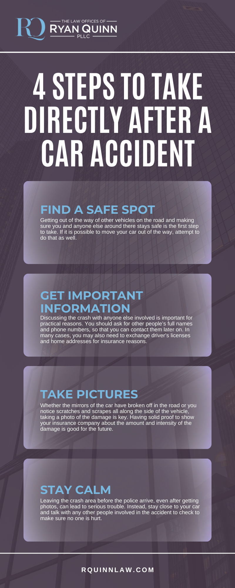 4 Steps To Take Directly After A Car Accident Infographic